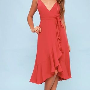 Lulus Manhattan Moment berry midi dress